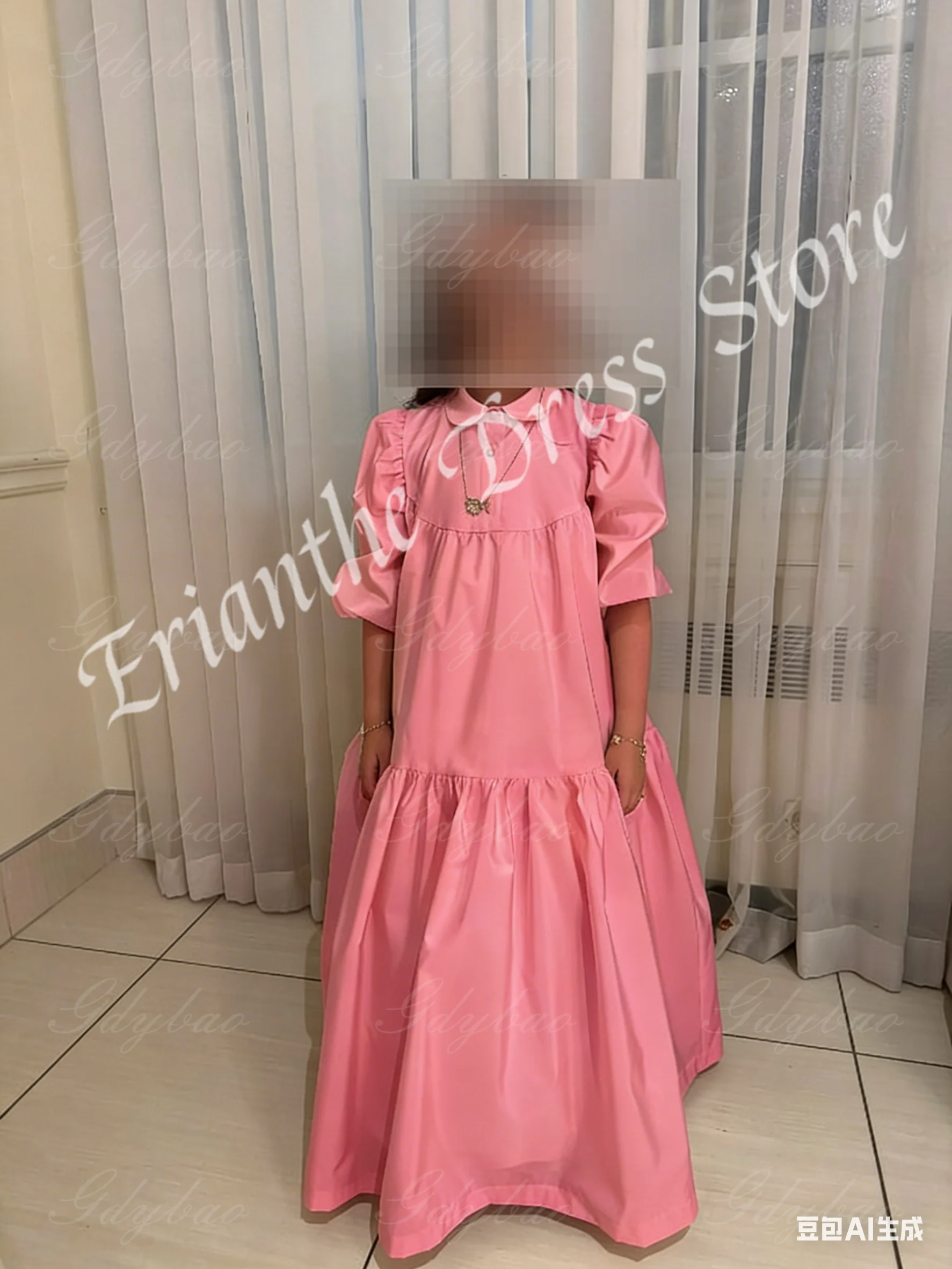 Robe à fleurs bouffante bleu Royal pour filles, pour mariage, demi-manches, taille haute, robe de bal pour fête d'anniversaire de première Communion, personnalisée