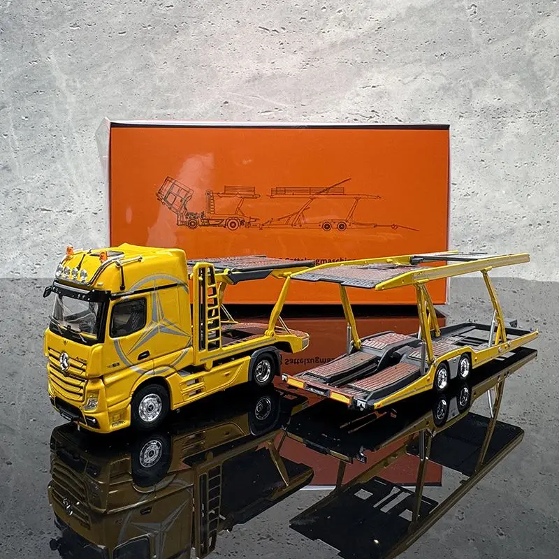 

GCD 1:64 Mercedes-Benz Actros Double-decker Car Carrier Trailer Yellow and White Alloy Car Model Collection