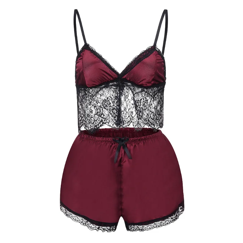 Ensemble de Lingerie Sexy en dentelle, robe de nuit pour femmes, body à cordes, bretelles réglables, ensemble 2 pièces, pyjama, Corset, vêtements Mujer