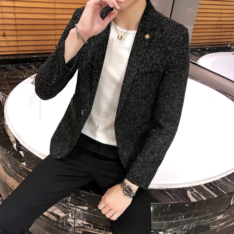 

Blazer.New Boutique Men's Solid Color British Style Fashion Casual Business Job Interview Gentleman Party Best Versatile Dress