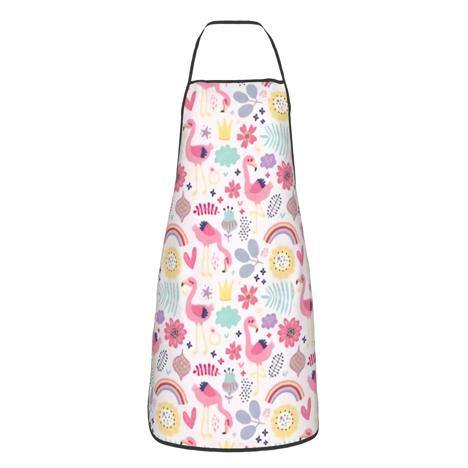 Cartoon Polyester locking hem Apron Home Cooking Baking Kitchen Flamingo Apron Flamingo