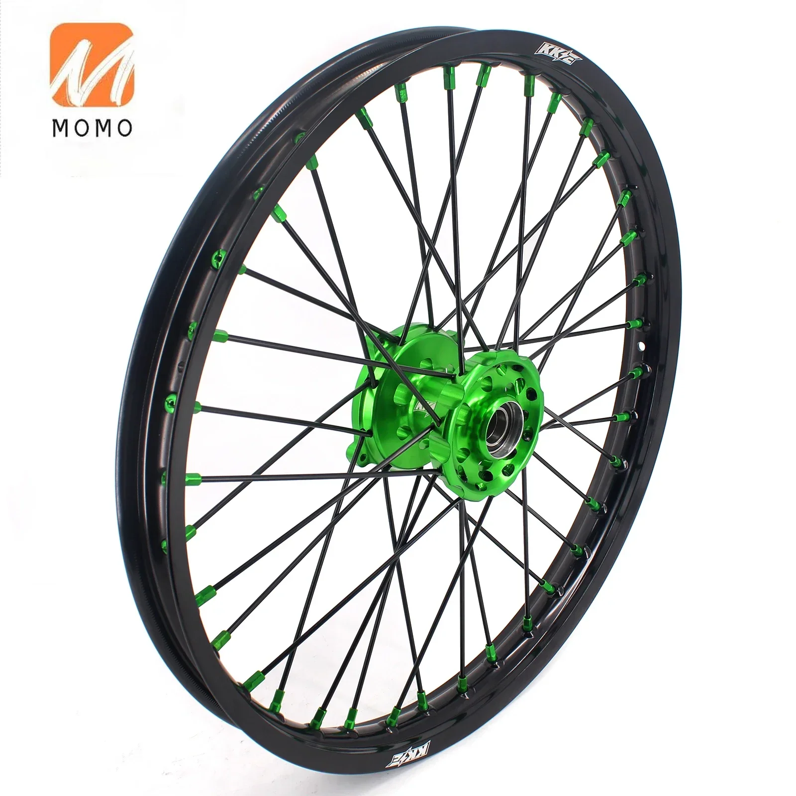 Motorcycle 21/19 CNC Dirt Bike Wheels Hubs Set Compatible with FOR KX250F KX450F KX125 KX250 Green Hub Black Rim