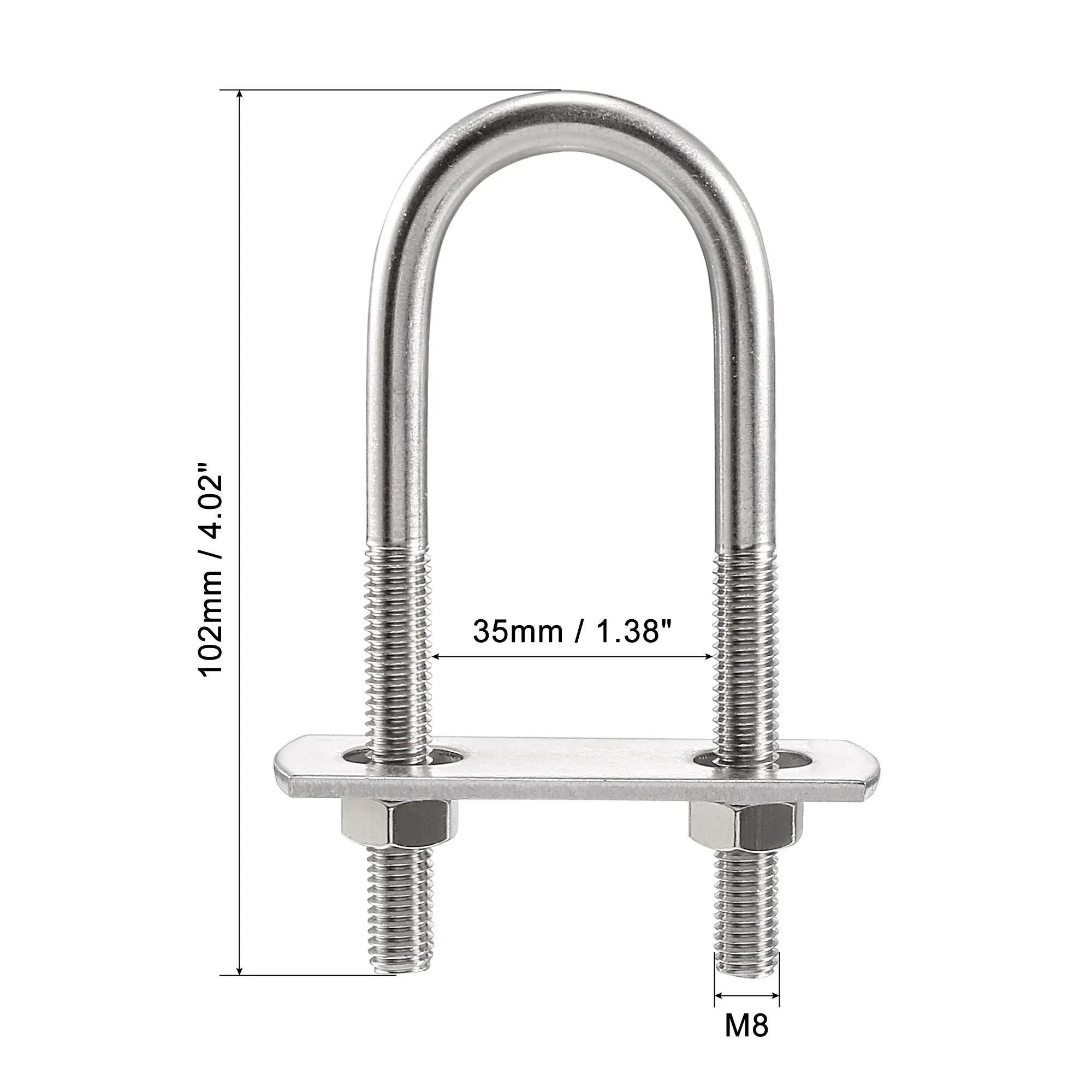 1/2/4 Set 27mm 32mm 35mm 36mm 44mm 52mm Larghezza interna Bullone a U rotondo M6 M8 Acciaio inossidabile 304 con dadi Rondelle piastra