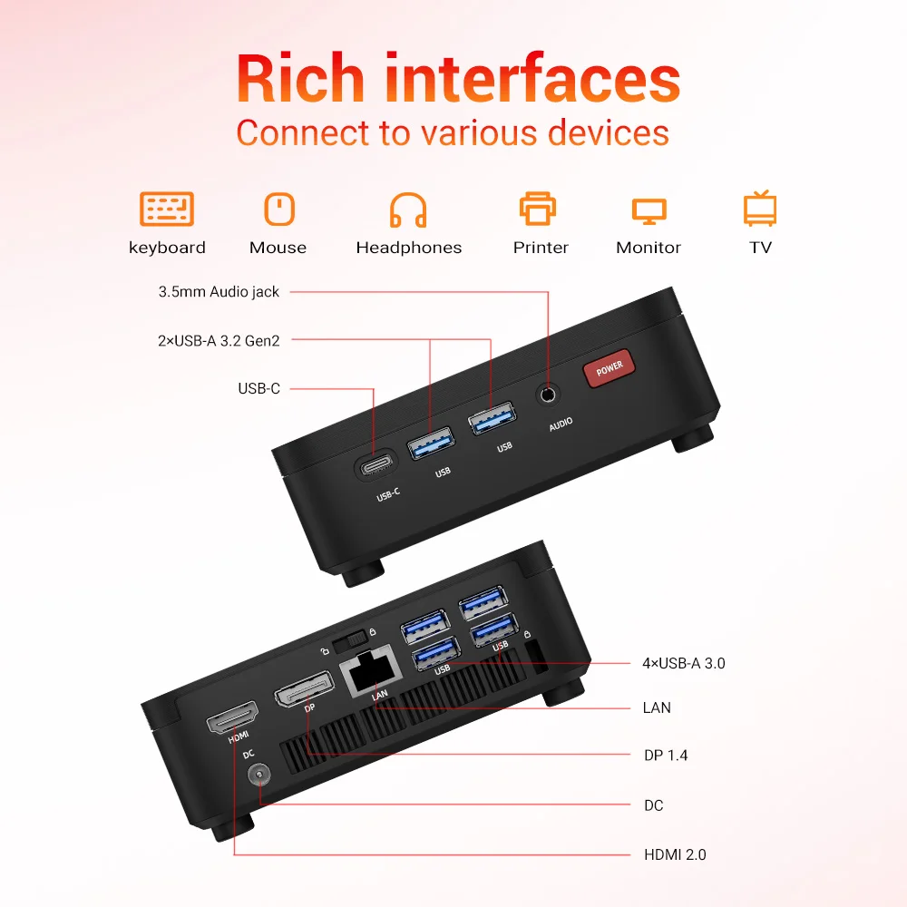 FIREBAT R3 Mini PC New AMD Ryzen 5 7430U 16GB LPDDR4 RAM 512GB SSD Wi-Fi 6 BT5.2 USB 3.0 Window11 Gaming Desktop Mini Computer