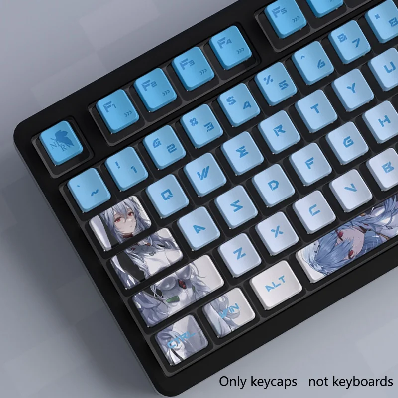 New Ayanami Rei Themed Pudding Keycaps 122 Keys Pbt Thermal Sublimation Four Sided Transparent Mechanical Keyboard Anime Game