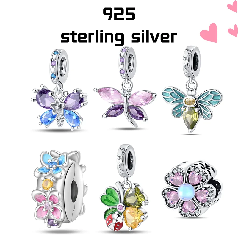 

925 Silver Color Romantic Retro Heart Shaped Guardian Butterfly Charms Beads Fit 3mm 925 Original Bracelets DIY Jewelry Gift