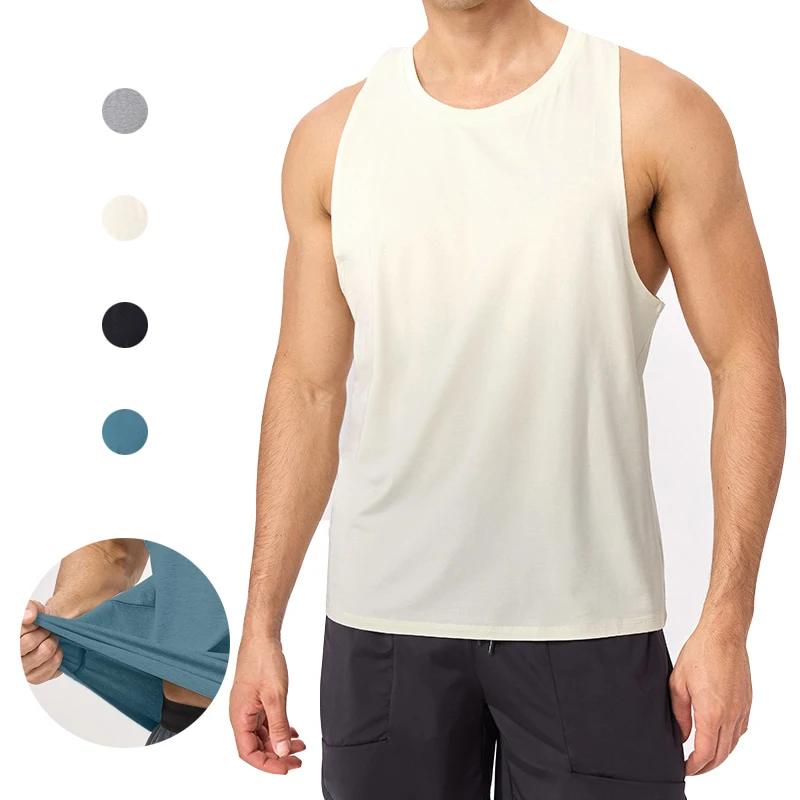 

Мужская майка из модала (S-2XL) свободного кроя, охлаждающая, дышащая, быстросохнущая, без рукавов, для бега, тренировок в зале и на улице, спортивный жилет