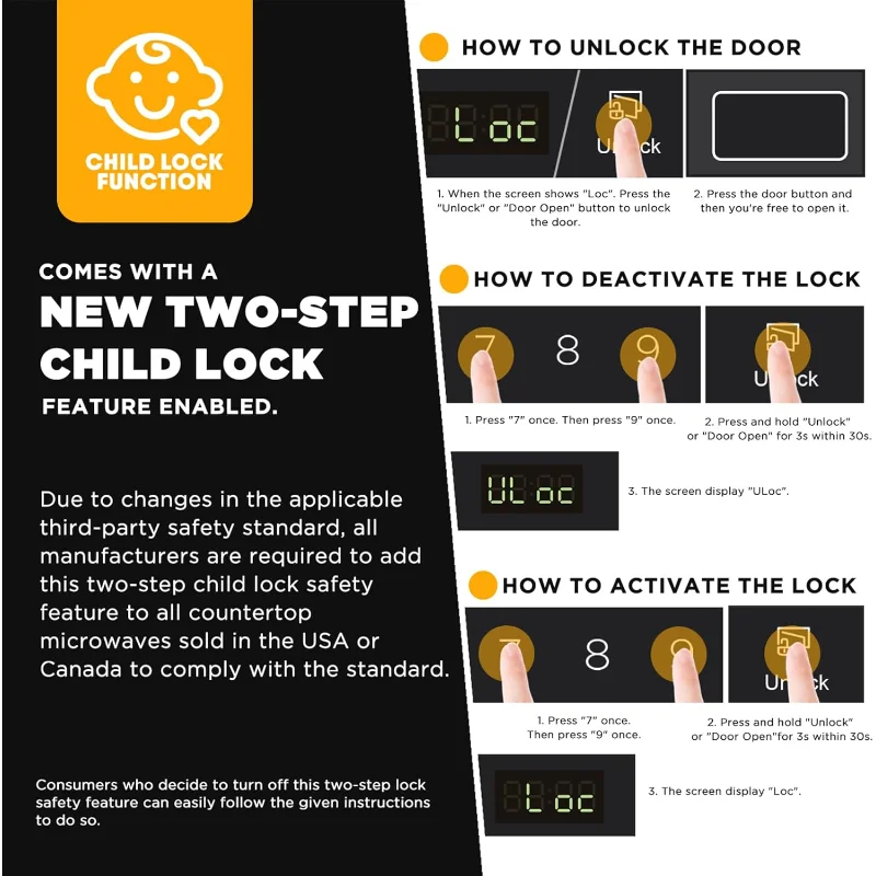 فرن ميكروويف بلاك اند ديكر على سطح الطاولة 0.9 قدم مكعب، 6 قوائم تلقائية، قفل أمان للأطفال، 10 مستويات طاقة، بداية سهلة بلمسة واحدة، لوحة رقمية