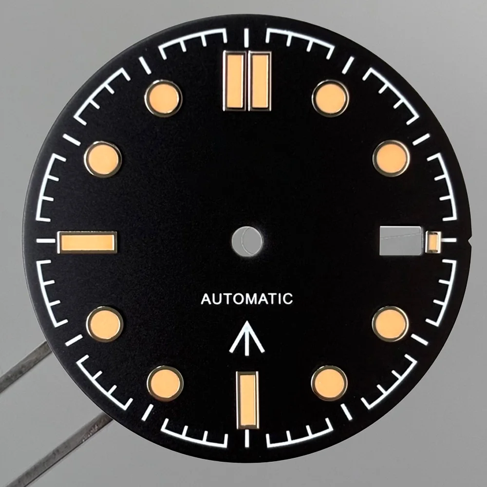 NH35 Dial 31mm S Logo Wave Diver Watch Dial Green Luminous Single Date Mod Parts Fits NH36 Movement