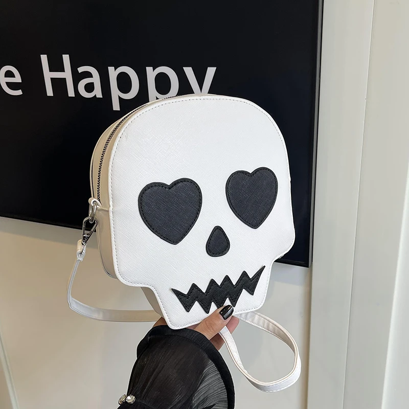 

Halloween Ghost Shoulder Bag Women Creative Crossbody Bags PU Leather Skeleton Messenger Bag Gift Female Funny Handbag Purse