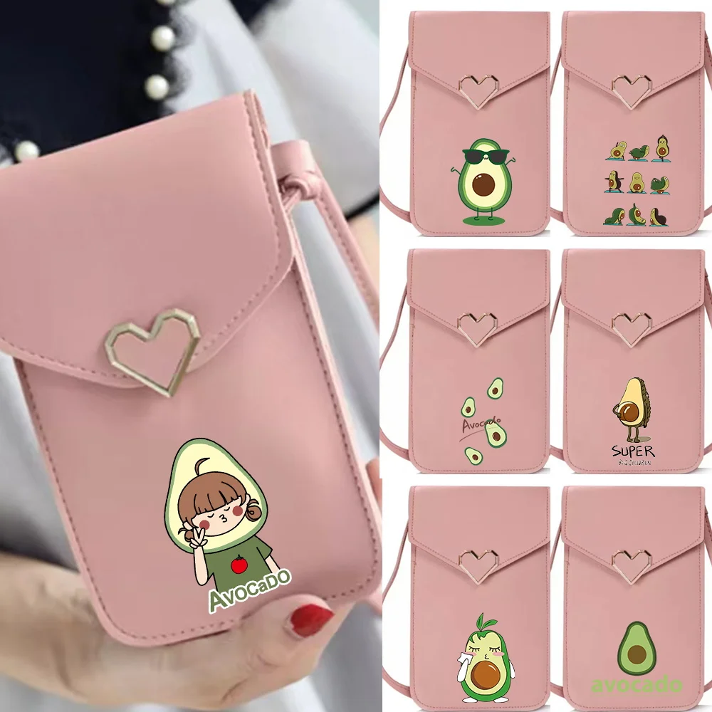 

Новая универсальная прозрачная сумка для телефона с сенсорным экраном, серия «Авокадо», двухслойный чехол для телефона, сумка через плечо для поездок и покупок