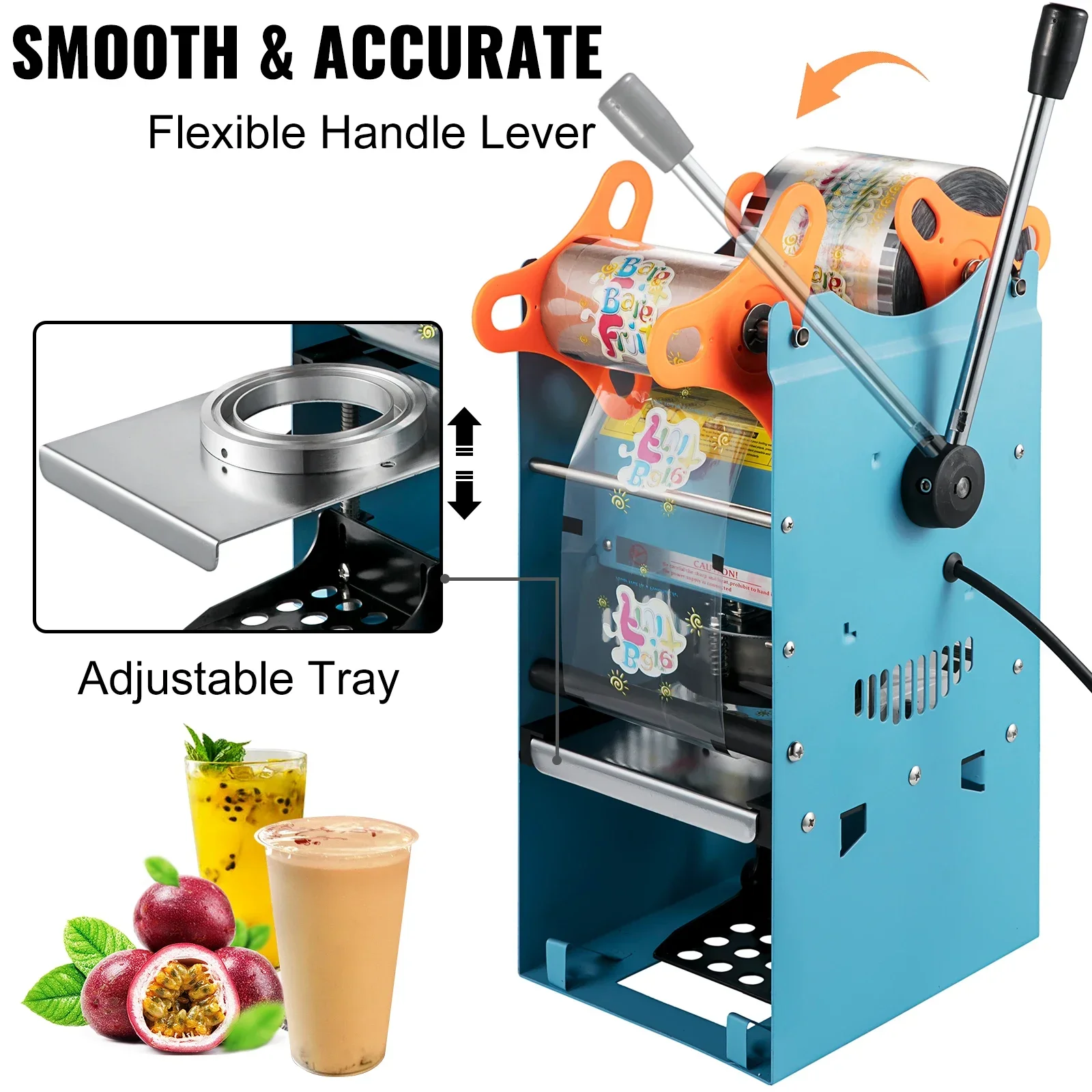 VEVOR Manual Cup Sealing Machine 300-500 Cups/Hour Accurate Control Panel Heavy Duty for 90/95 MM Diameter Drinks Cup Sealer