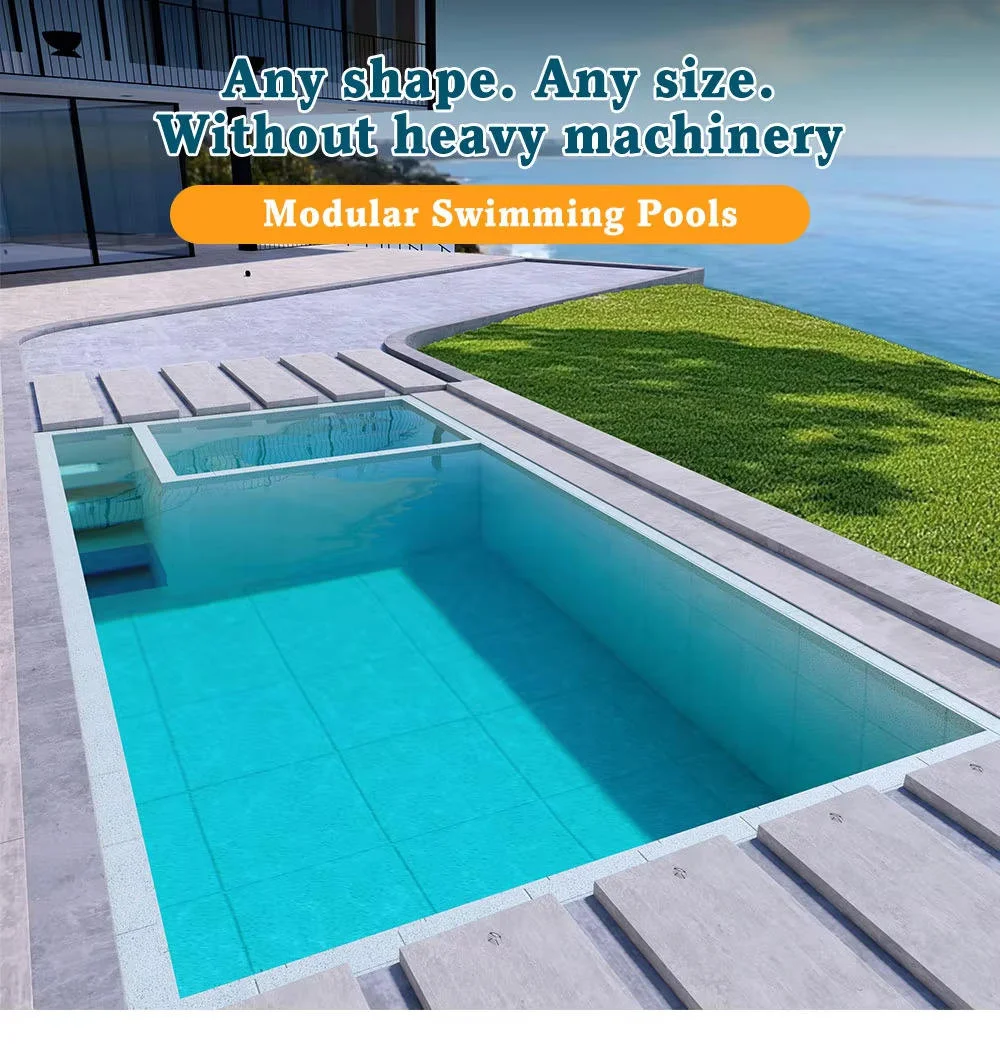 Elegant Modern Luxury Family Swimming Pool Outdoor Ground Inground Prefab Fiberglass Wind-Proof & Non-Corrosive