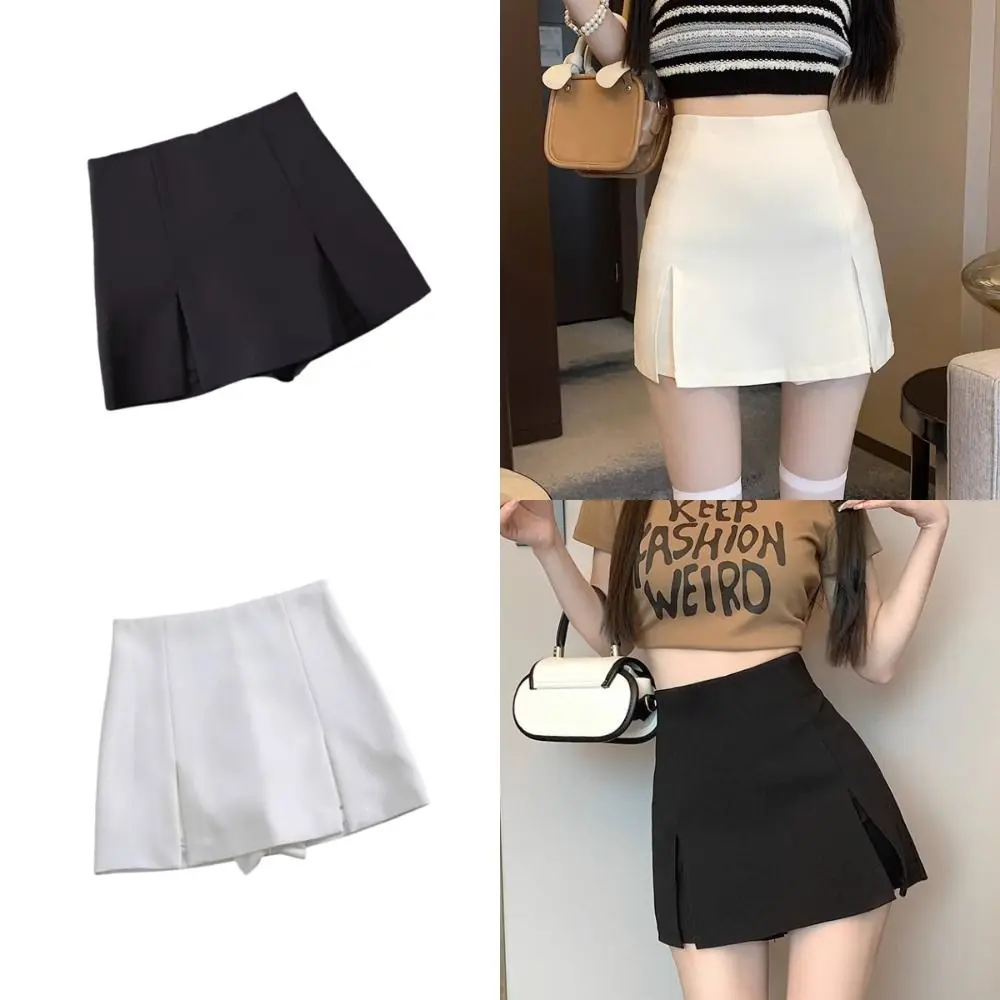 

Solid Color High Waisted Skirt Design Slit Side Slit Plus Size Skirt Casual Slimming Design A-Line Skirt Summer Season