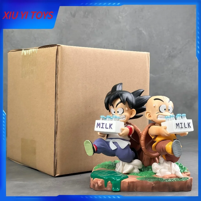 

15 см Dragon Ball Аниме Фигурка Сон Гоку и Крильлин Молоко Доставка Модель Фигурки Периферия Кукла ПВХ Модель Подарки Игрушки