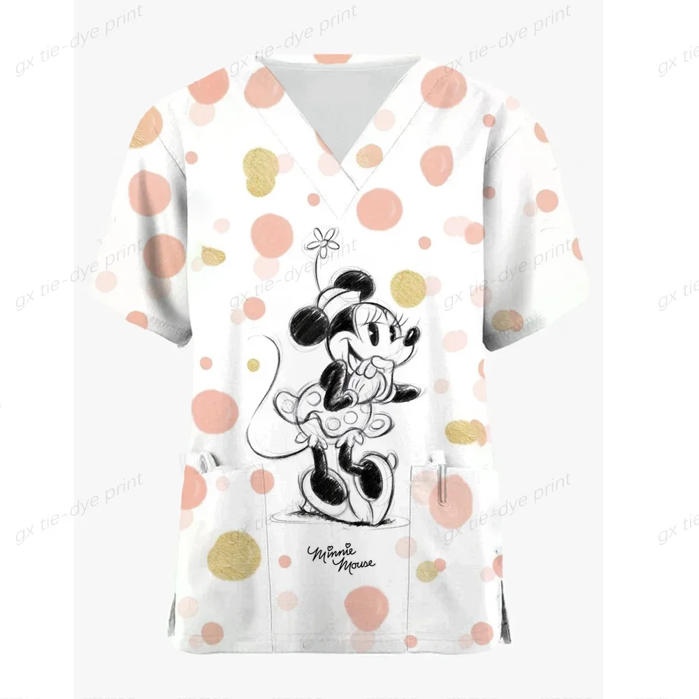 Disney-meninas Mickey Mouse 3D impresso camiseta de manga curta, roupas infantis, camiseta respirável, desenhos animados divertidos, casual