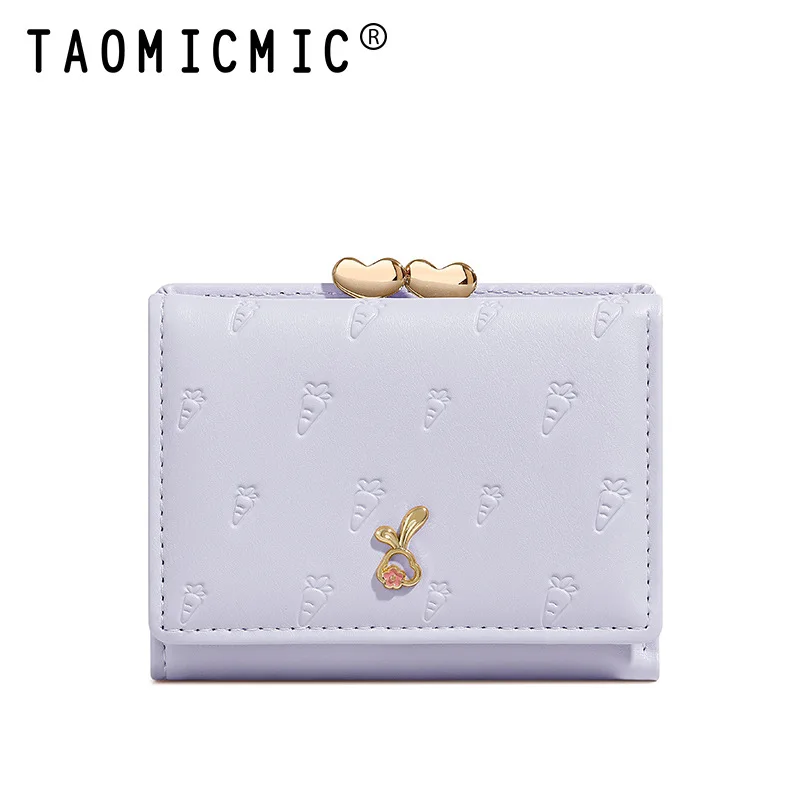 Dompet Lipat Wanita Desain Kucing & Ikan Bahan Kulit PU, Dompet Uang Kecil Gaya Segar, Kantong Koin Wanita untuk Pelajar