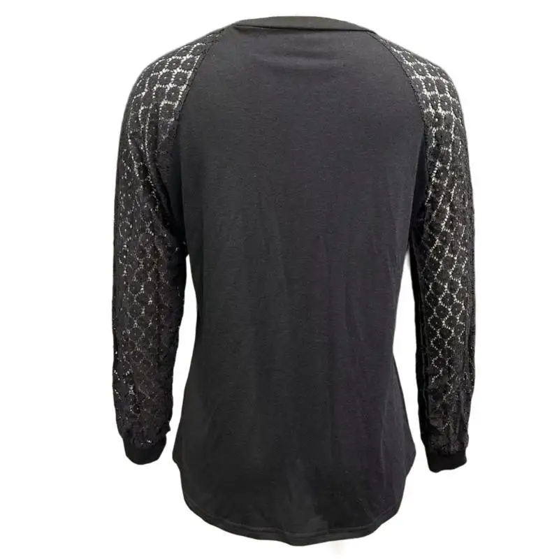 

652F Модная женская кружевная блузка с длинными рукавами, повседневная осенняя модная одежда для женщин и девочек, ищущих стиль