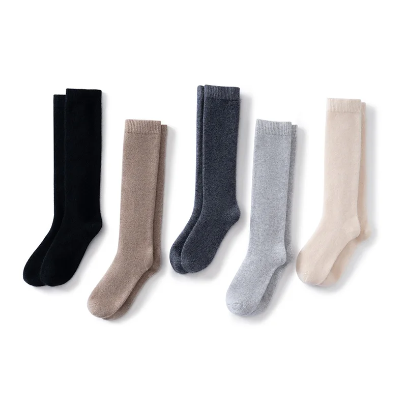 31cm Tube-High Women'S Socks 100% Pure Cashmere Mid-Calf Socks Warm And Breathable For Autumn And Winter
