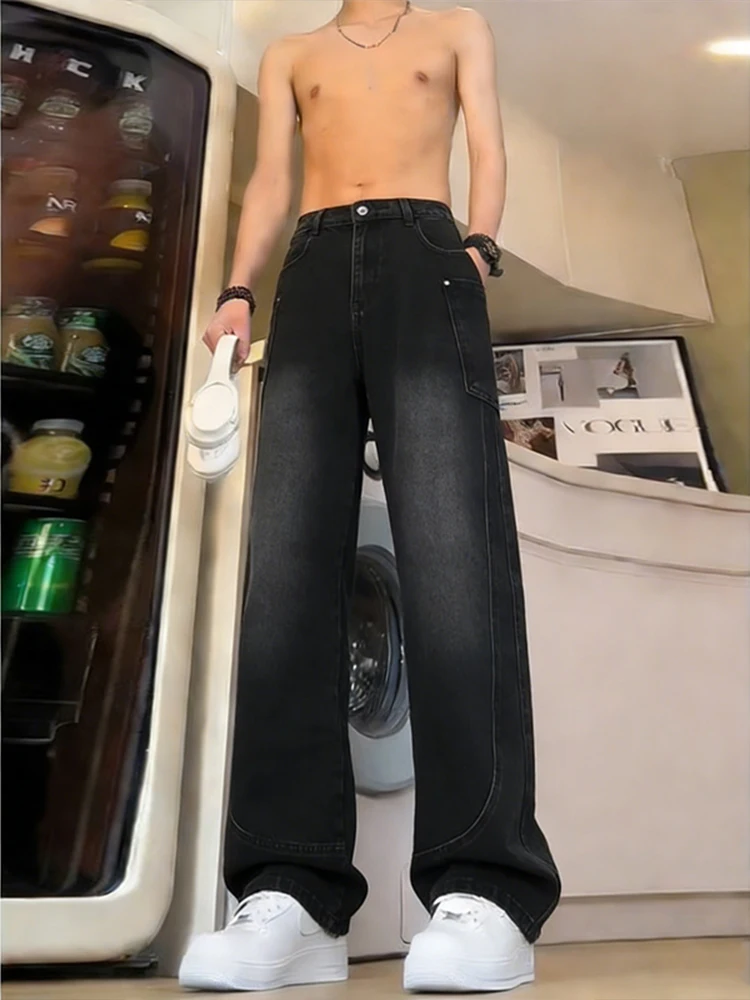 

Мужские джинсы American Sle Bla Knife: молодежные, трендовые, винтажные, прямые, широкие, рабочие брюки, повседневные, свободного кроя