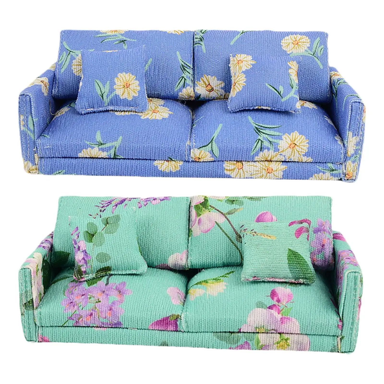 Dollhouse Sofa Couch 1/12 Scale Doll House Accessories for Living Room Decor