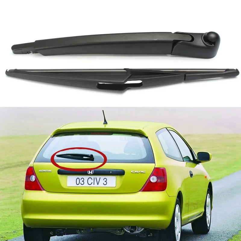 12“ Rear Wiper Clean Back Windshield Wiper Blade Arm Set fit for Honda Civic HatchbackHatchback 2001 2002 2003 2004 2005