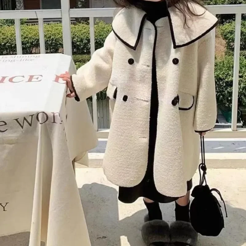 

Fashion Baby Girl Princess Lamb Fleece Long Jacket Infant Toddler Child Cotton Outwear Warm Coat Winter Baby Clothes 18M-10Y