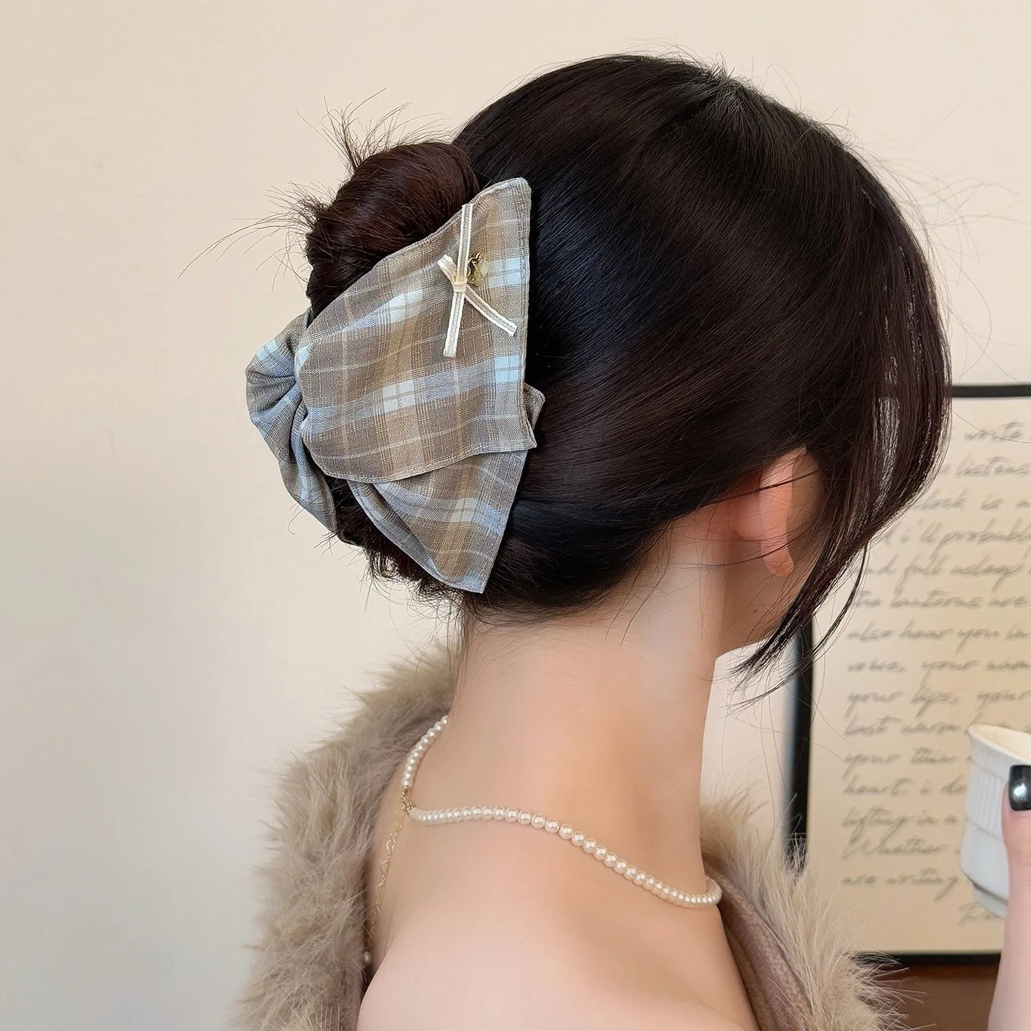 grid hair accessories Crab hair clip y2k hair accessories and headwear bow college style hair claw hair pinches Hair tie