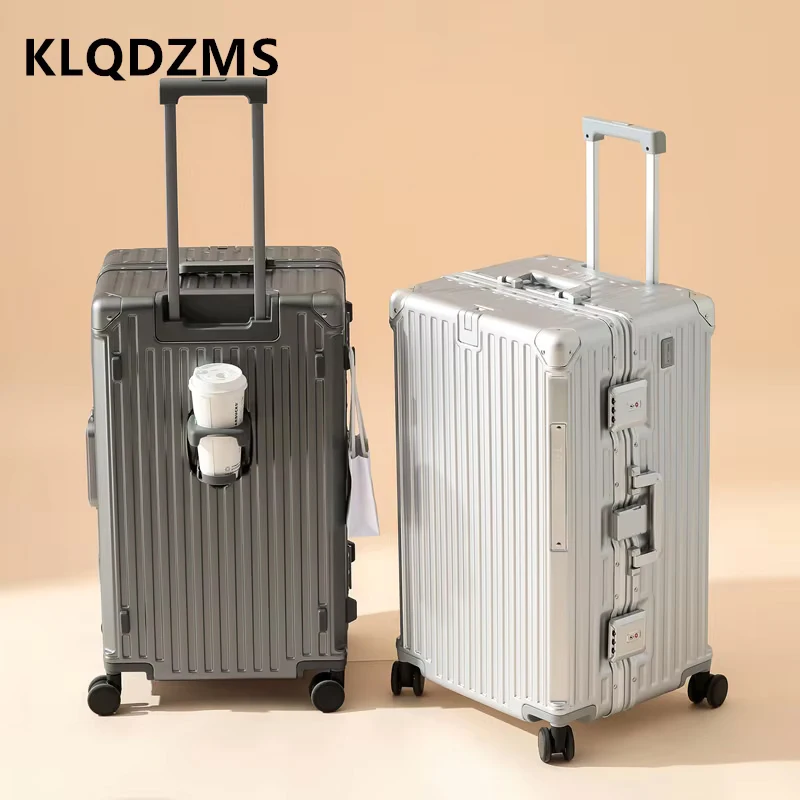 KLQDZMS Portable Suitcase Large Capacity Trolley Case Aluminum Frame Password Box 26