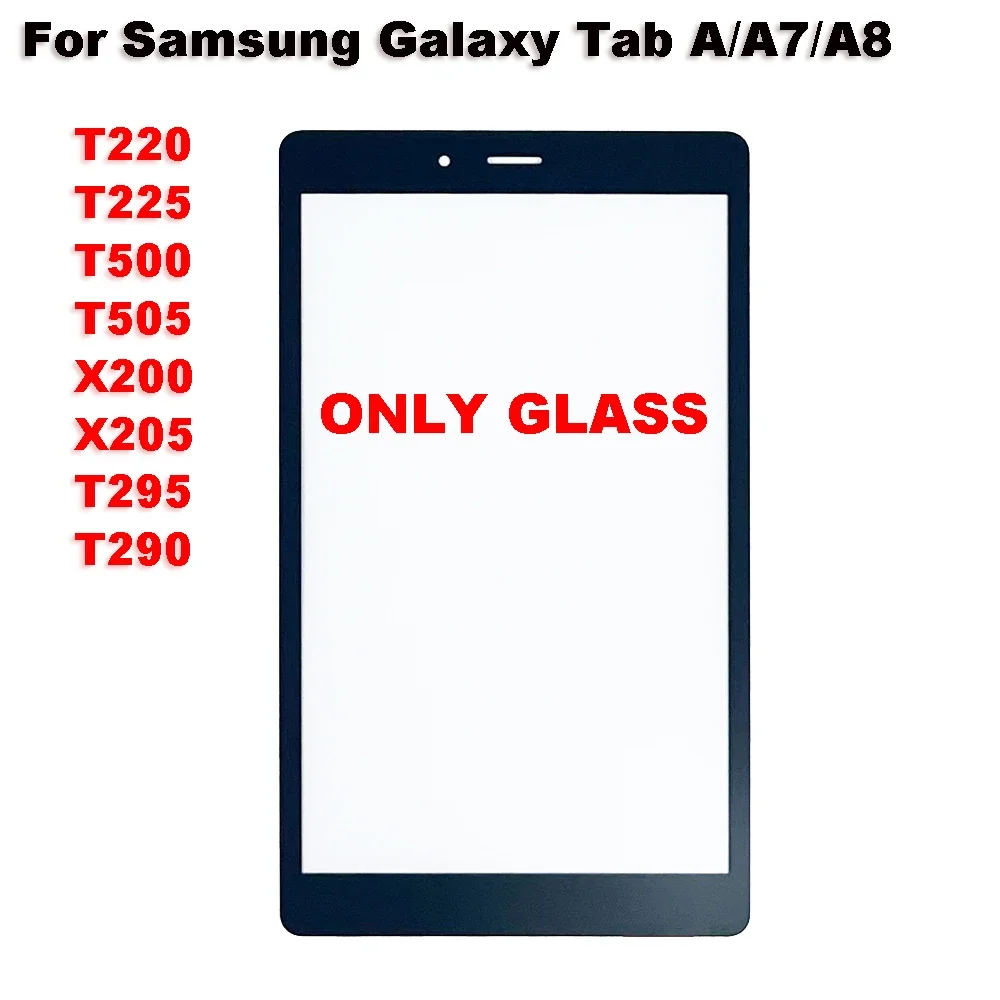 For Samsung Galaxy Tab A T290 T295 A7 T220 T225 T500 A8 X200 X205 Touch Screen Panel Tablet Front Outer LCD Glass Lens With OCA