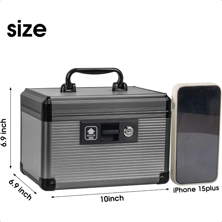 Medicine Lock Box with Key Alluminum Alloy Box for Medication First Aid Box with a Removeable Tray to Store Medicines Pills for