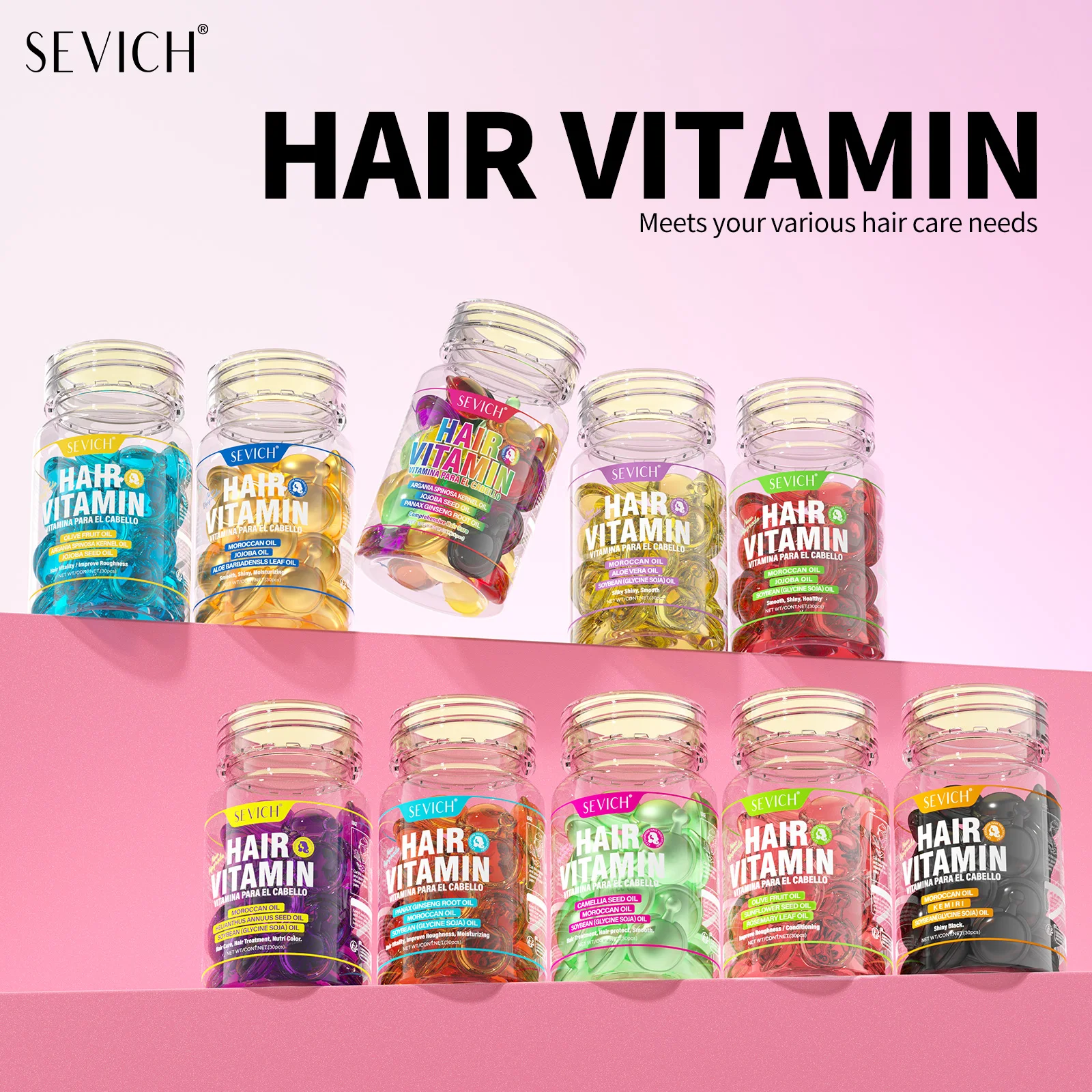 SEVICH Hair Vitamin Capsule Hair Treatment Oil Repair Damaged Hair Care Serum Nourishing Keratin Complex Oil Hair Care Capsule