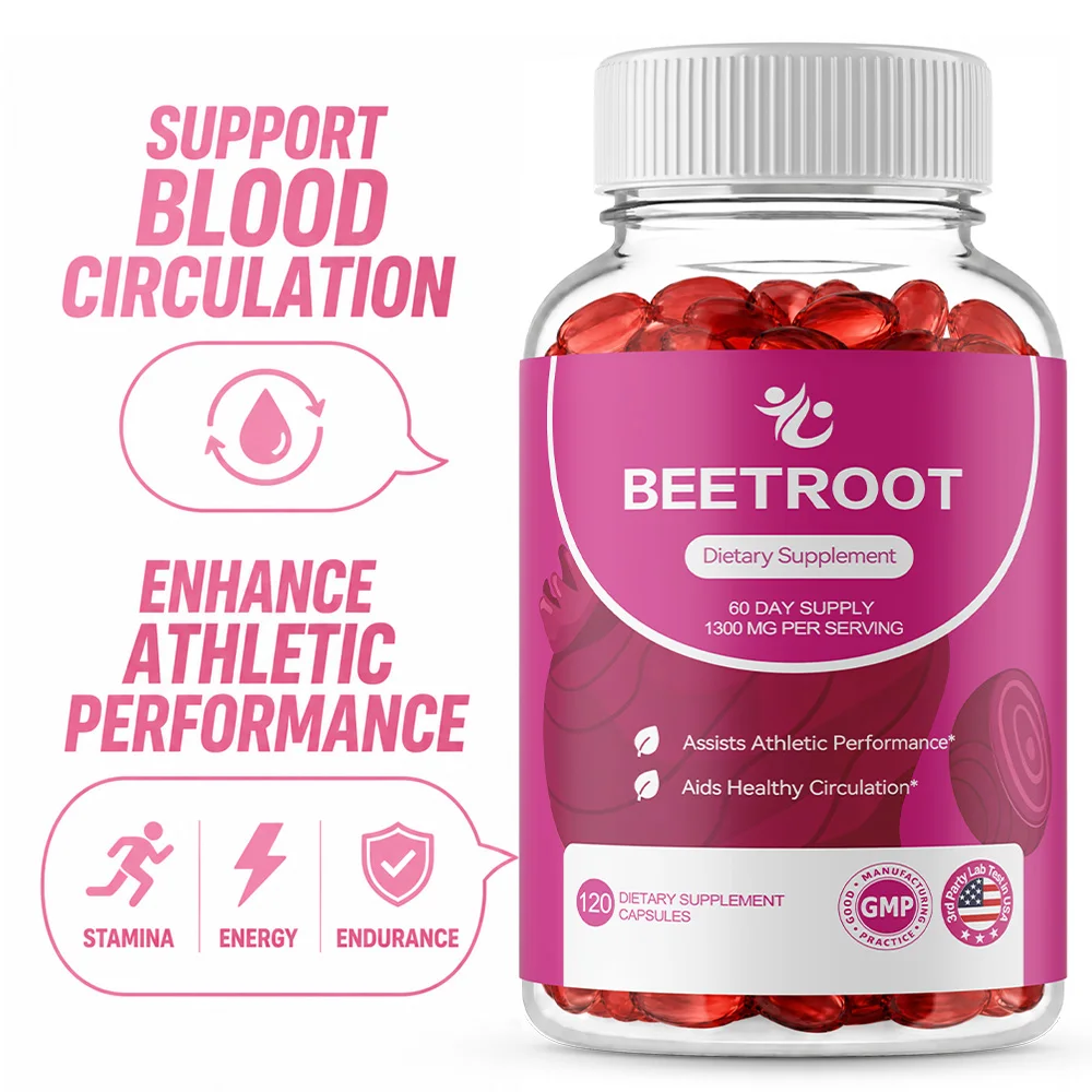 Beetroot Capsules - Helps Promote Healthy Circulation, Heart Health, Blood Pressure Health, Boosts Cellular Energy 30/60/120 PCS