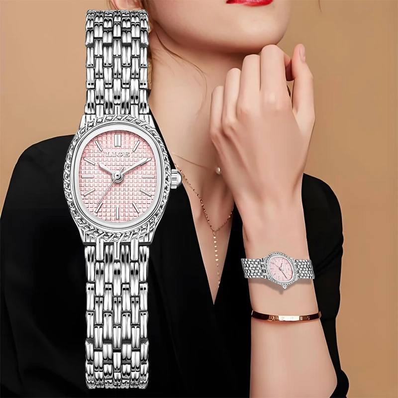 

LIGE Women Luxury Watches Stainless Steel Waterproof Date Elegant Ladies Watch Creative Fashion Luminous Quartz Wristwatch Gifts