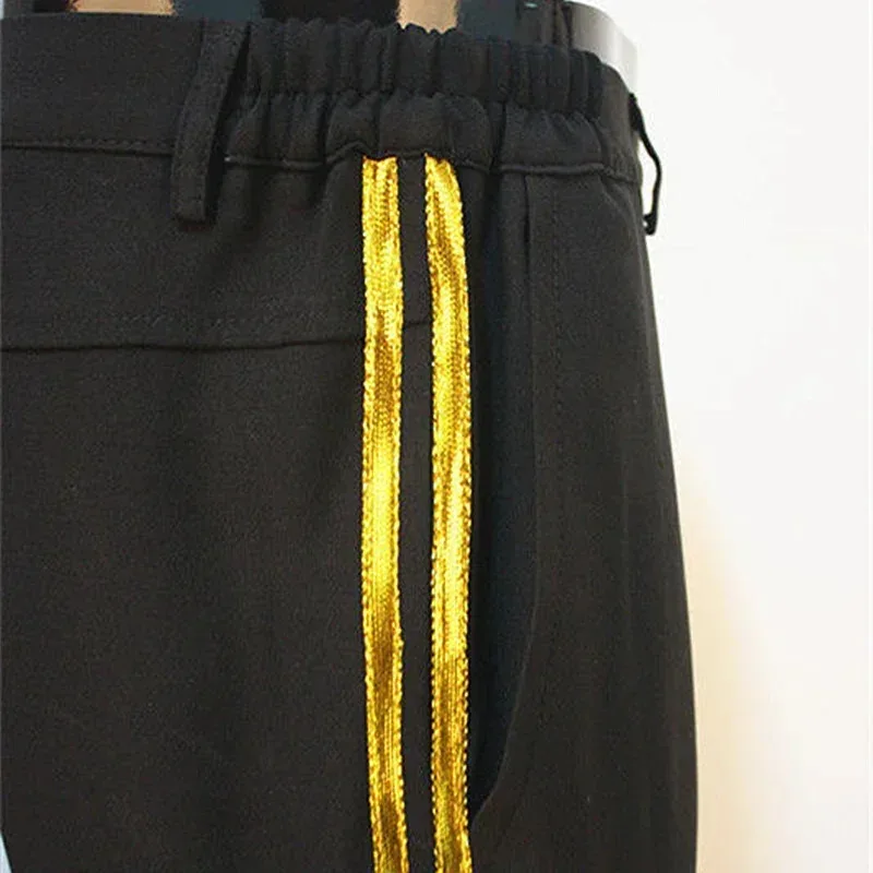 

Candy 2025MJ Michael Jackson Black Billie Jean Entertainers Прямые золотые брюки Повседневные укороченные джинсы Эластичные джинсы до щиколотки