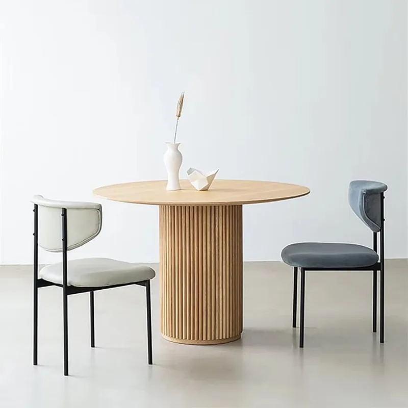 

Modern Dining Room Furniture Wooden Round 4 Seat Dining Table Set