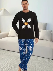 Men's pajama set, Halloween printted sleepwear, long sleeved, long pants, fall winter casusal holiday homewear