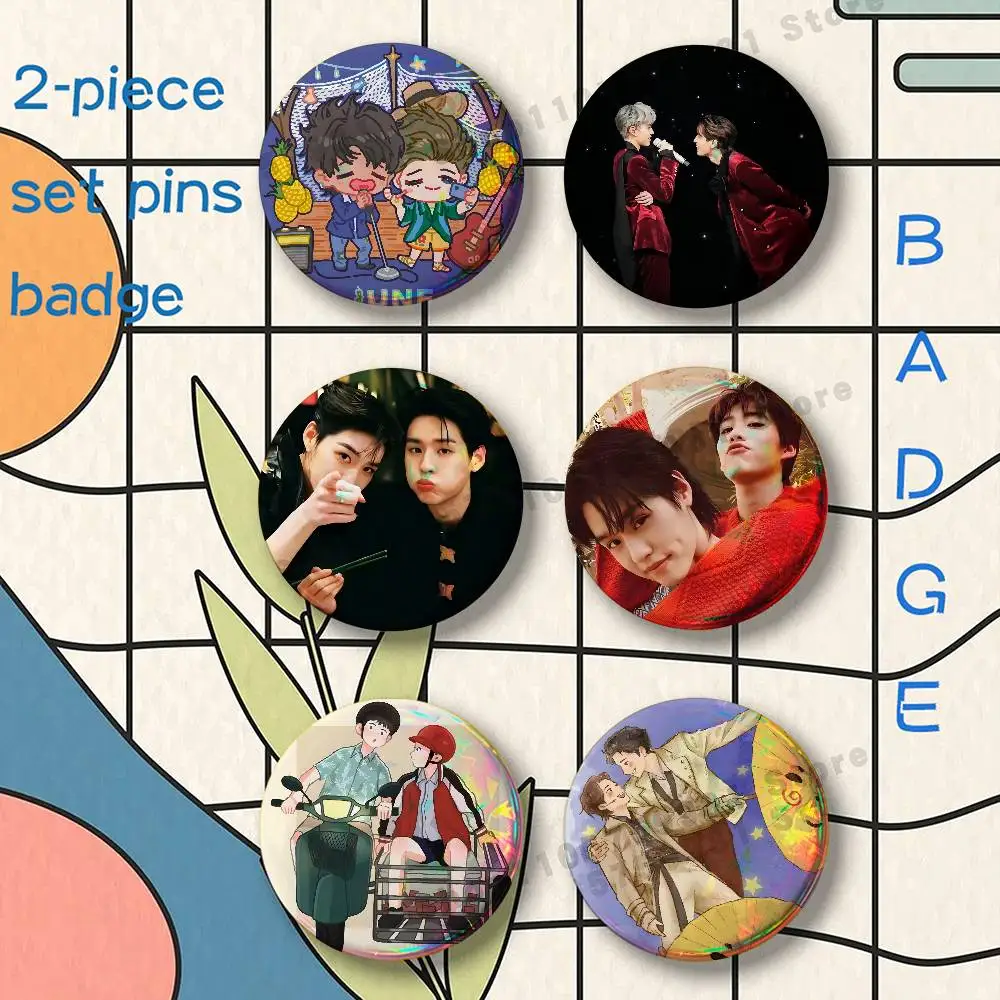 HOT BL BKPP Cartoon Brooches for Backpack Accessories 25 32 44 58 75mm Round 2-piece set Free Mix