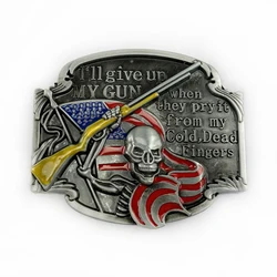 WesBuck Brand Skull Gun New Vintage Belt Buckle Handmade Homemade Belt Accessories Waistband DIY Western Cowboy Rock Style