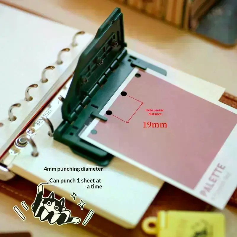 Loose Leaf Notebook M5/ Portable Binder Punching Machine 3-Hole 4mm Card Hole Punch Office Supplies 1Pcs