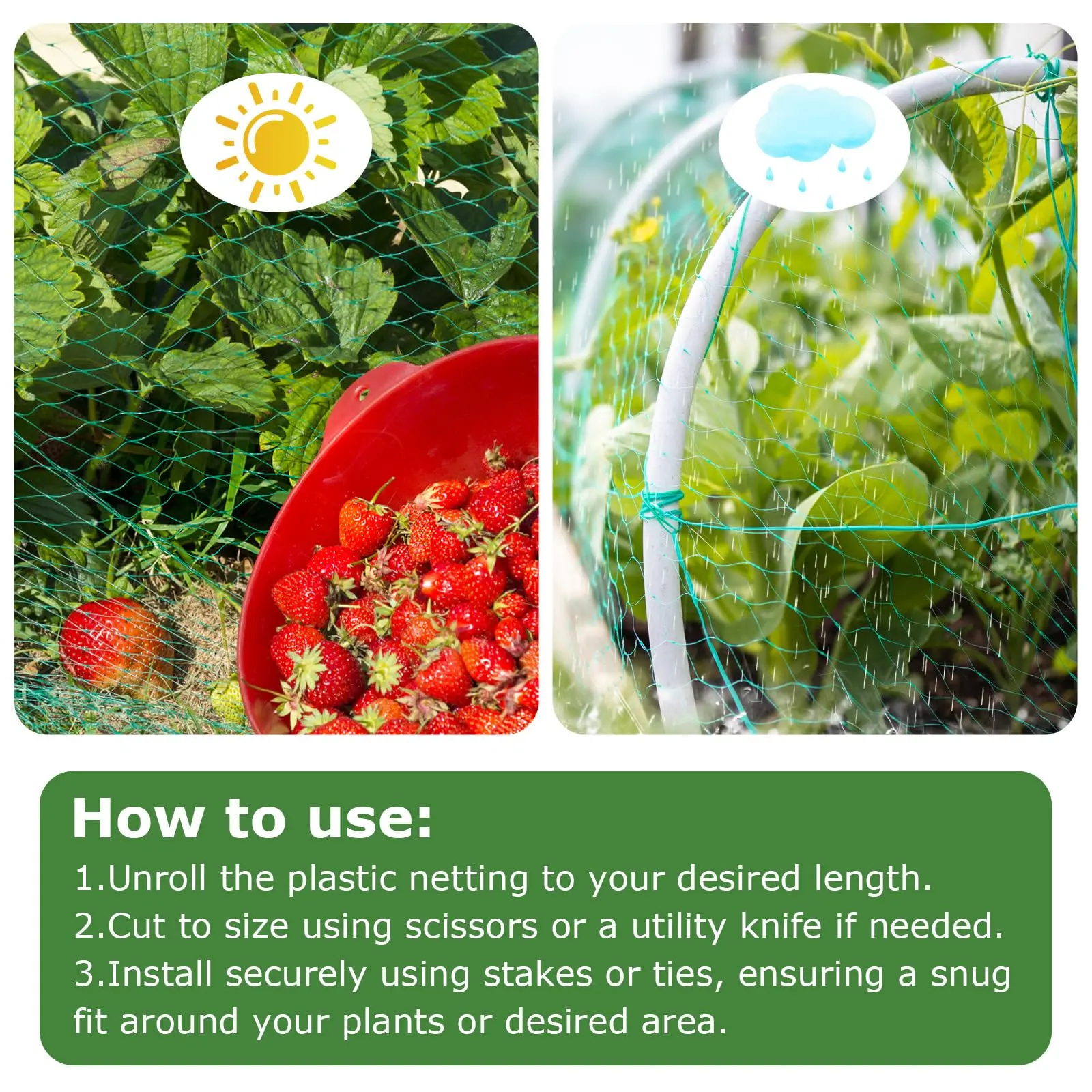 Garden Netting Green Woven Mesh Protect Plants Fruits Flowers Trees stretch Fencing Durable Net stops Birds Deer Animals