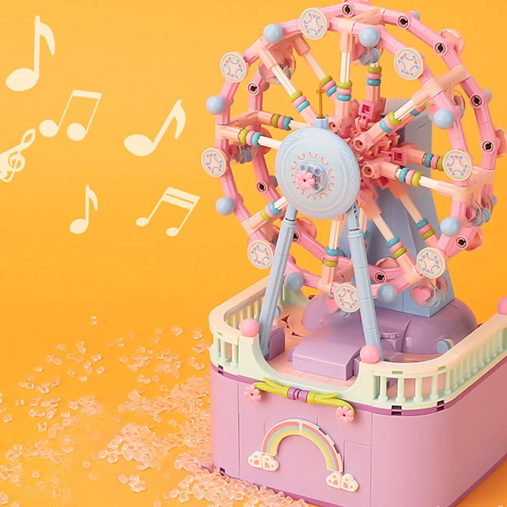 

1Set DIY Music Box Creative Ferris Wheel Shape Assemble Block Gift Educational Building Kit Hand-Eye Coordination Development