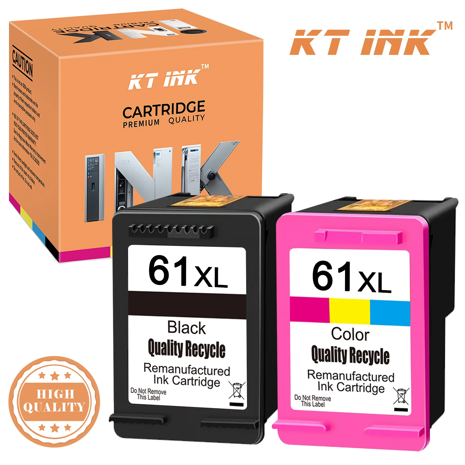 KT INK 61XL Ink Cartridge Compatible for HP61 for HP 61 XL Envy 4500 4502 5530 Deskjet 1050 2050 3050 3054 3000 1000