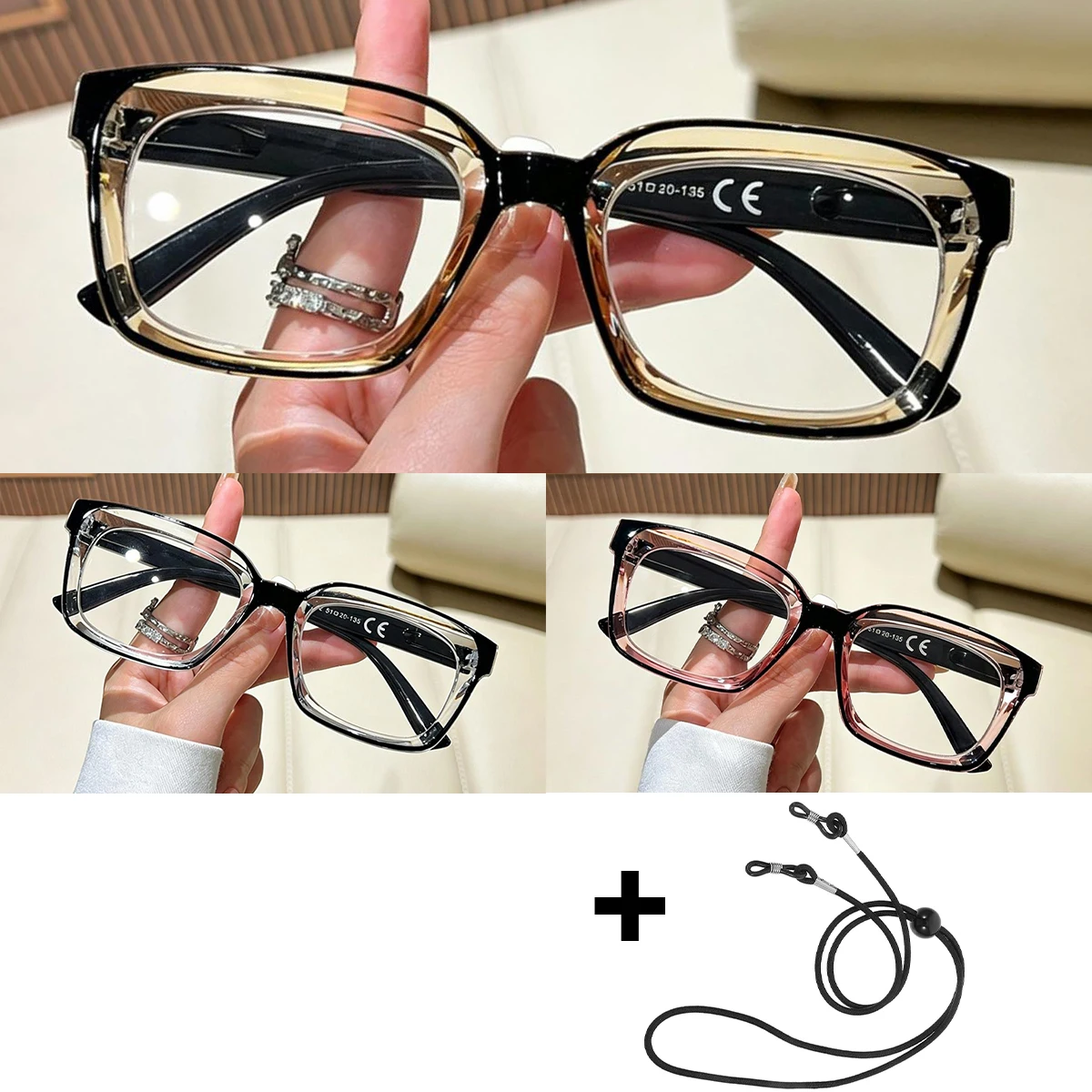 Retro Square Auto Focus Reading Glasses with Blue Light Blocking, Spring Hinge Seamless Transition Reading Glasses L29