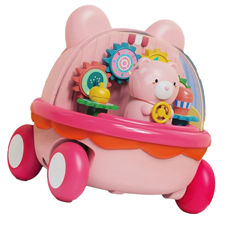 F19f engraçado inércia carro brinquedo desenhos animados urso carro brinquedo mecânica clara empurrar brinquedo do fino