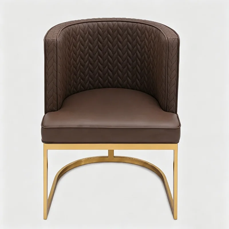 //Eco Friendly New Chinese Style Dining Chair Durable Gold Steel Frame Upholstered Armchair For Home Living Room