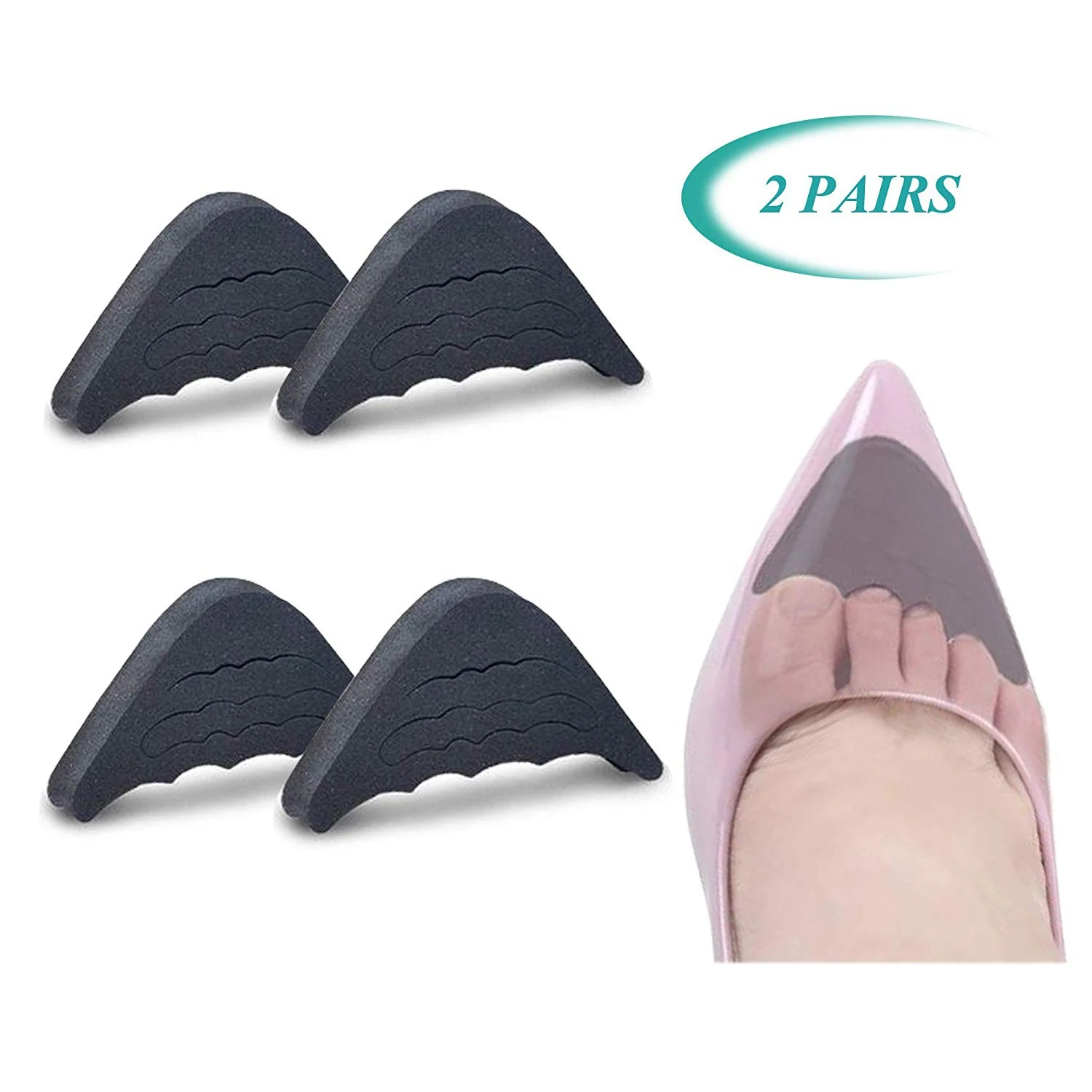 ABQR 2 Pairs Shoe Filler Toe Inserts for Shoes Too Big for Women Shoe Fillers Adjustable for Shoes Men Adult (Black)