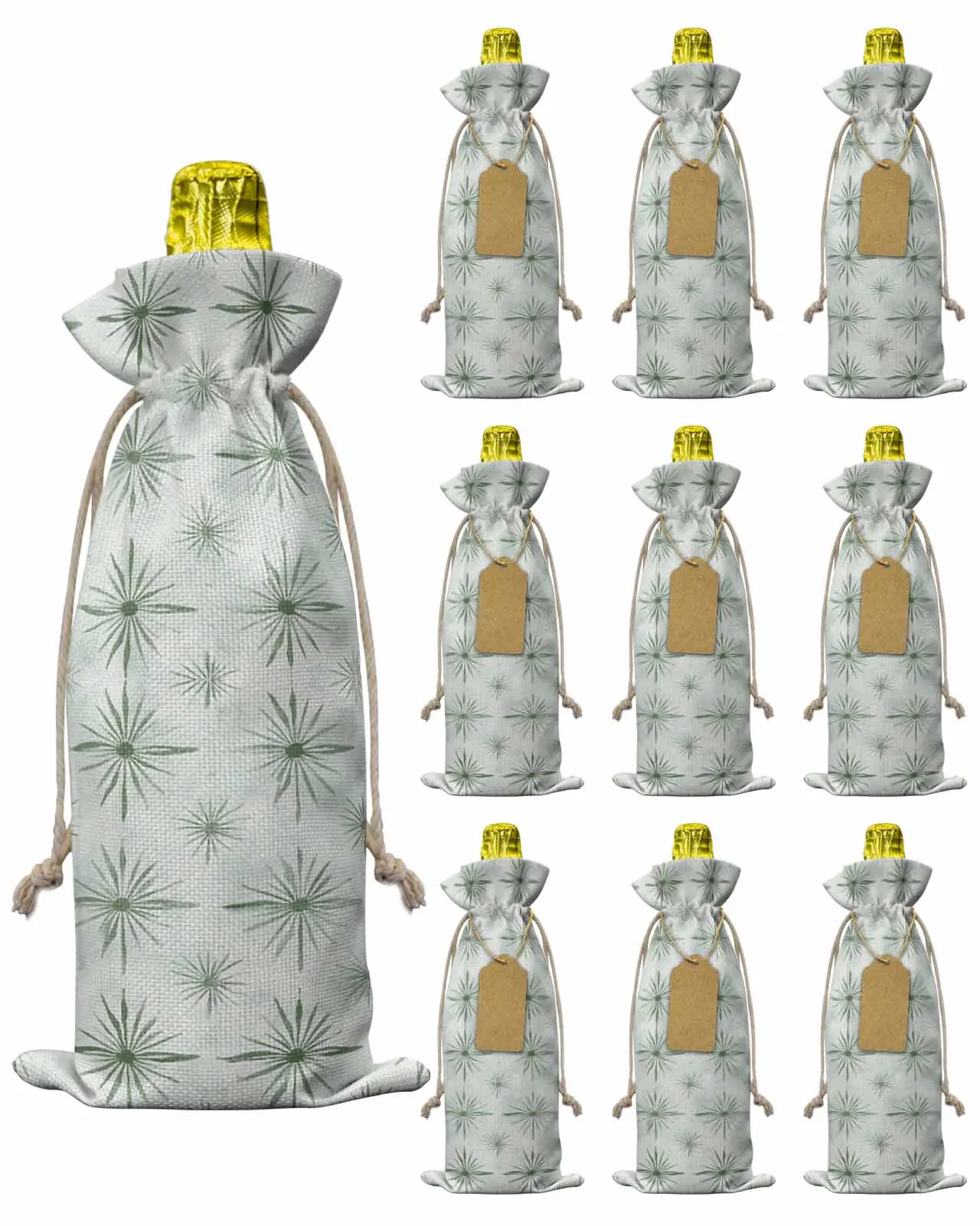 

10pcs Wine Bottle Covers Modernism Green Color Block Wine Holder Carrier Packaging Bag Wedding Party Decor Gift