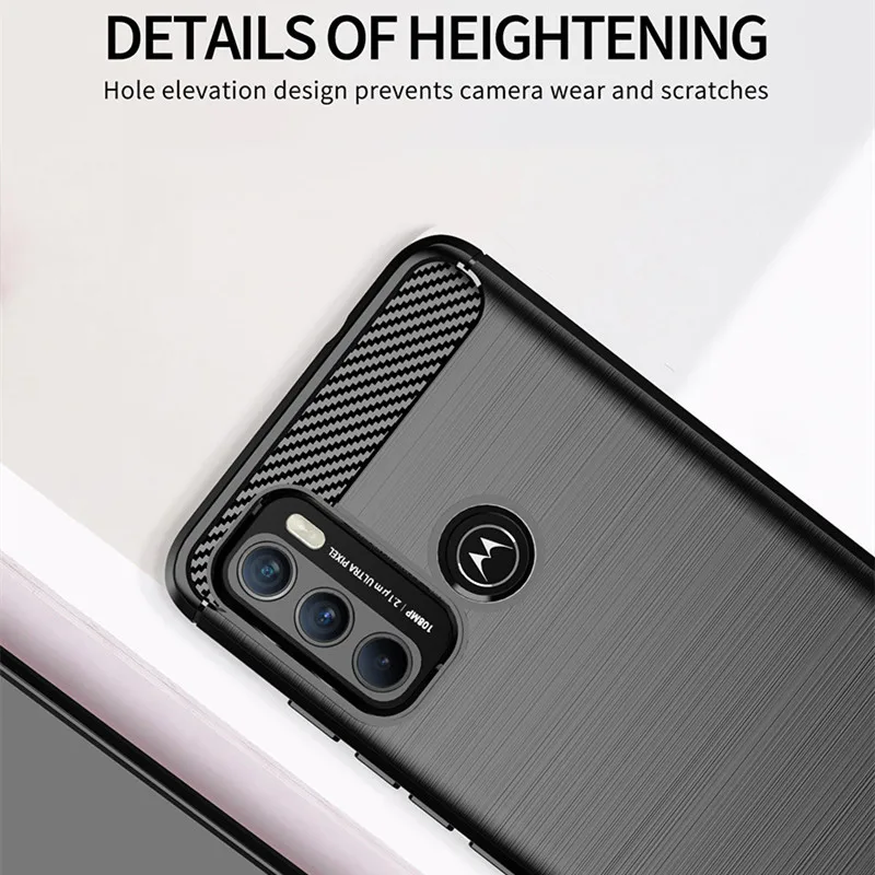 Funda de fibra de carbono para Motorola Moto G60, carcasa trasera a prueba de golpes, armadura suave, funda de TPU para Moto G60