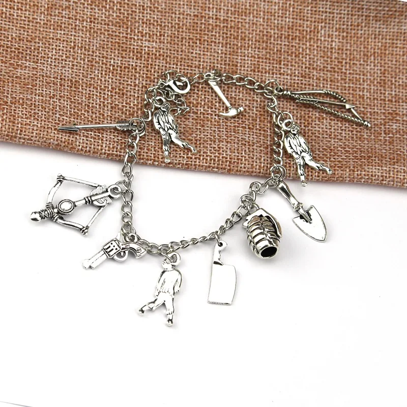 The Walking Dead Inspired Bracelets Zombie Survival Horror Charm Jewelry Mini Alloy Axe Pendant